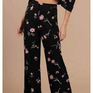 Long High Waisted Black Floral Pants